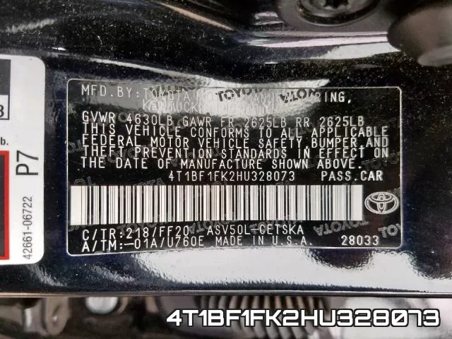 4T1BF1FK2HU328073 фото 2