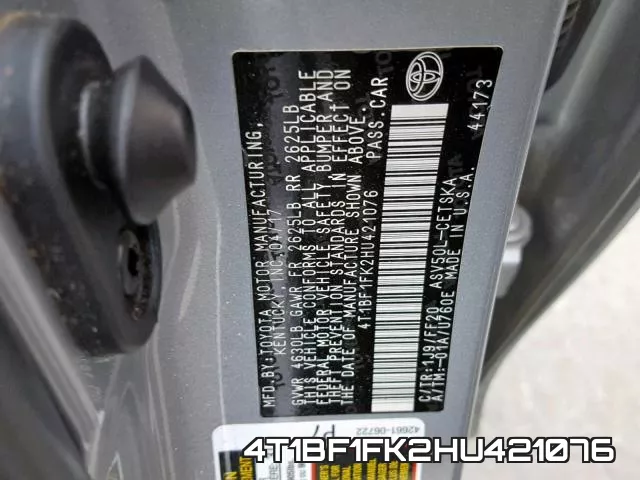 4T1BF1FK2HU421076 фото 2