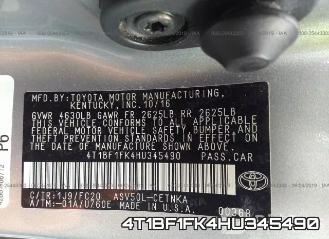 4T1BF1FK4HU345490 фото 10