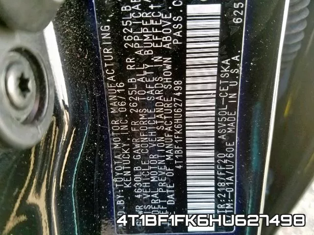 4T1BF1FK6HU627498 фото 2