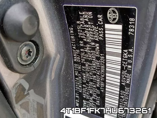 4T1BF1FK7HU673261 фото 2