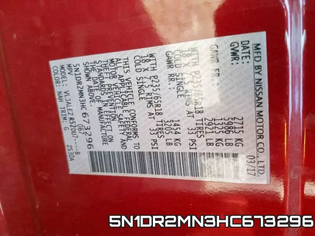 5N1DR2MN3HC673296 фото 2
