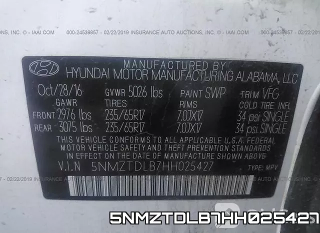 5NMZTDLB7HH025427 фото 10