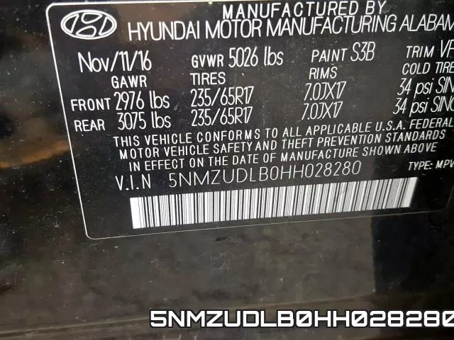 5NMZUDLB0HH028280 фото 2