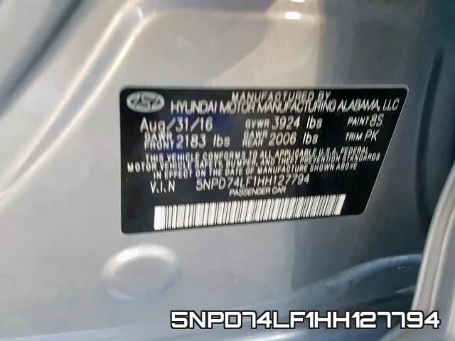 5NPD74LF1HH127794 фото 2