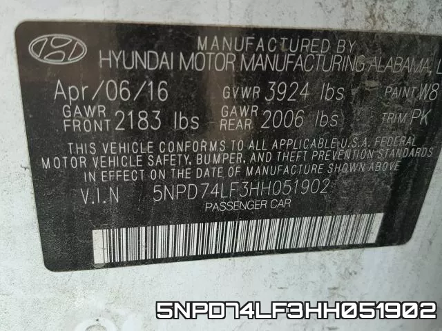 5NPD74LF3HH051902 фото 2