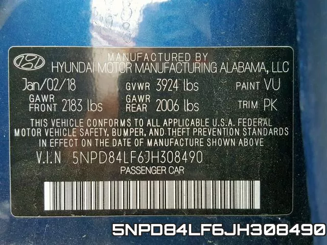 5NPD84LF6JH308490 фото 2