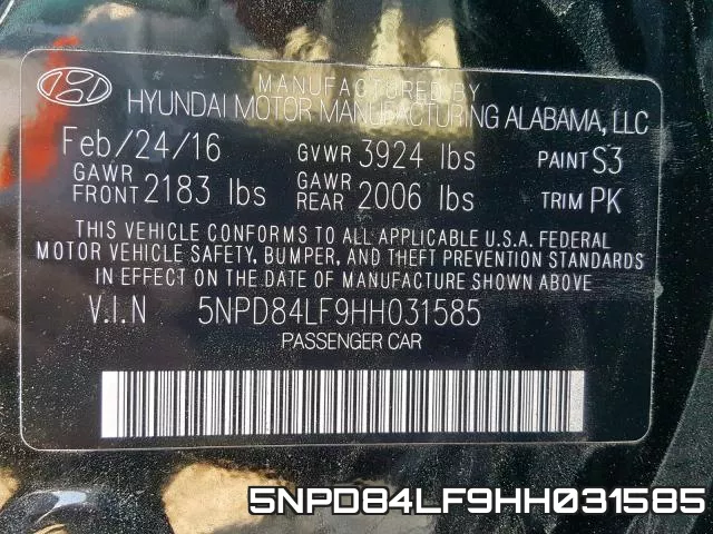 5NPD84LF9HH031585 фото 2