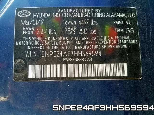 5NPE24AF3HH569594 фото 2
