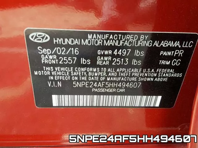 5NPE24AF5HH494607 фото 2