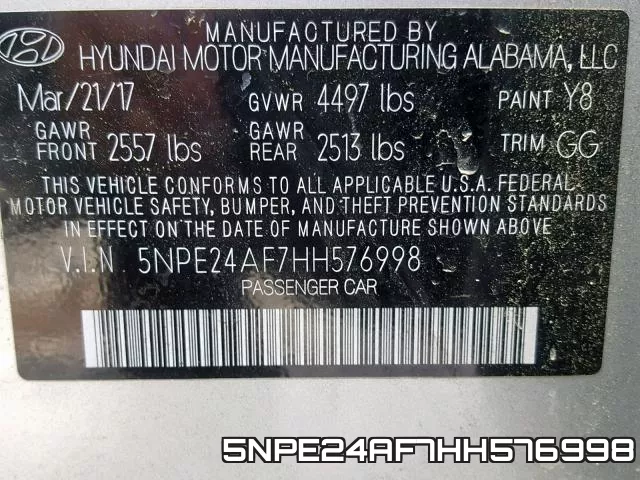 5NPE24AF7HH576998 фото 2