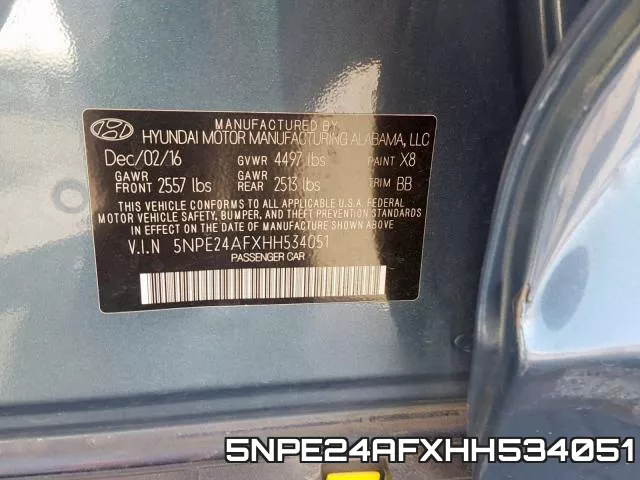 5NPE24AFXHH534051 фото 2