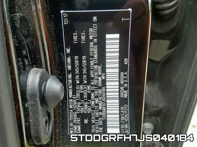 5TDDGRFH7JS040184 фото 2