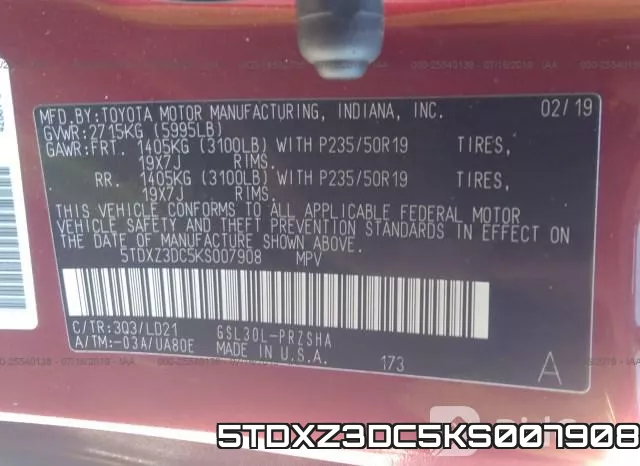 5TDXZ3DC5KS007908 фото 10
