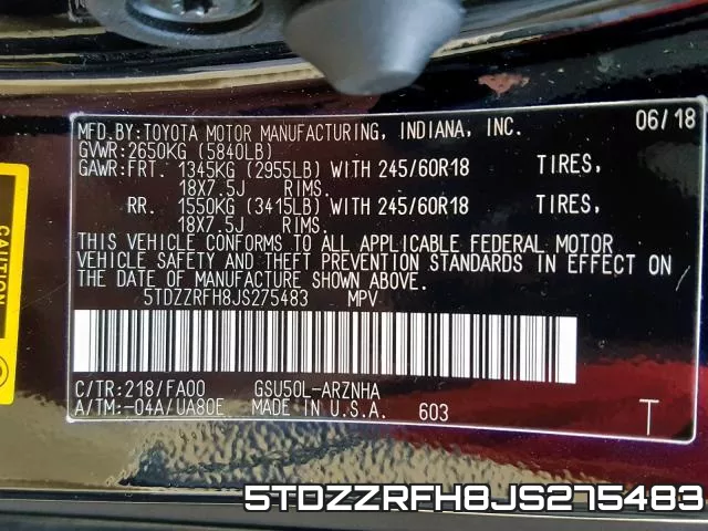 5TDZZRFH8JS275483 фото 2