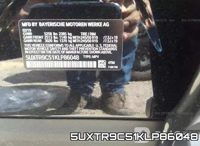 5UXTR9C51KLP86048 фото 10