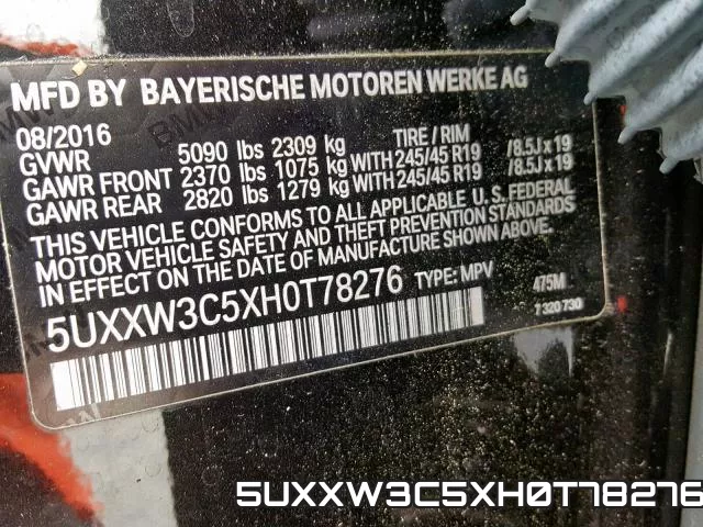 5UXXW3C5XH0T78276 фото 2