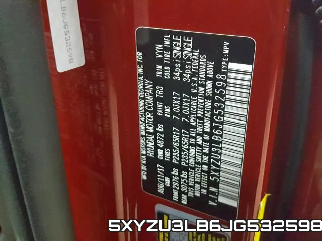 5XYZU3LB6JG532598 фото 2
