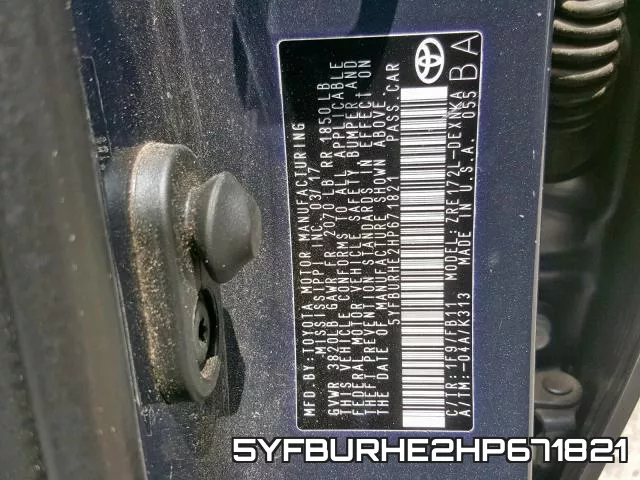 5YFBURHE2HP671821 фото 2