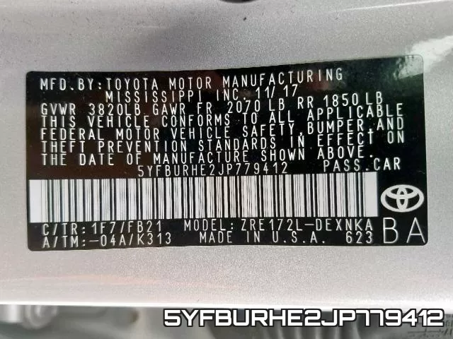5YFBURHE2JP779412 фото 2