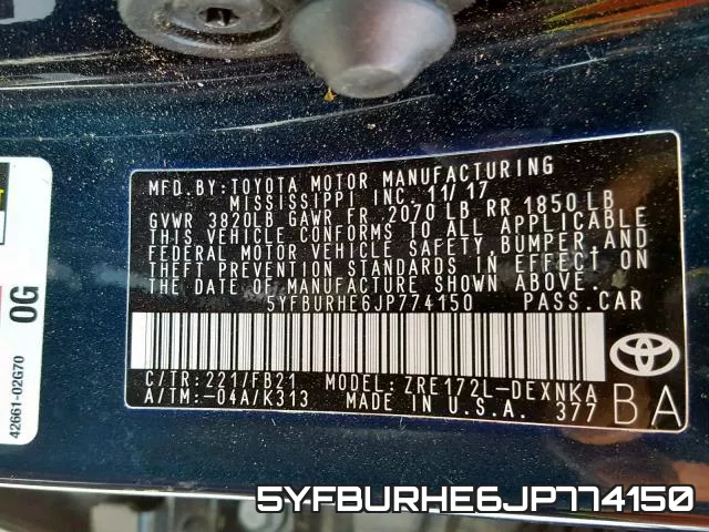 5YFBURHE6JP774150 фото 2