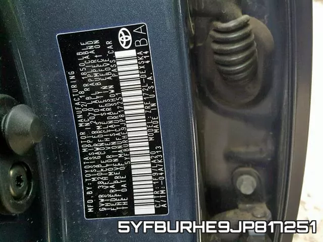 5YFBURHE9JP817251 фото 2