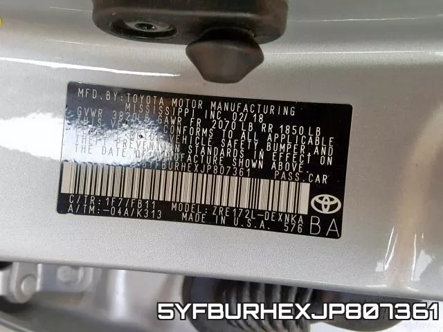 5YFBURHEXJP807361 фото 2