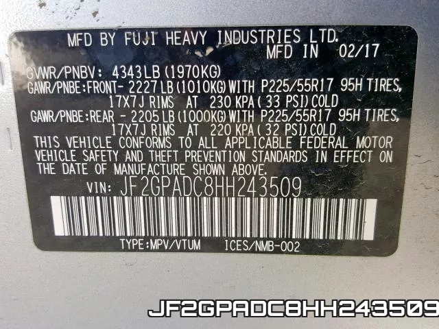 JF2GPADC8HH243509 фото 2