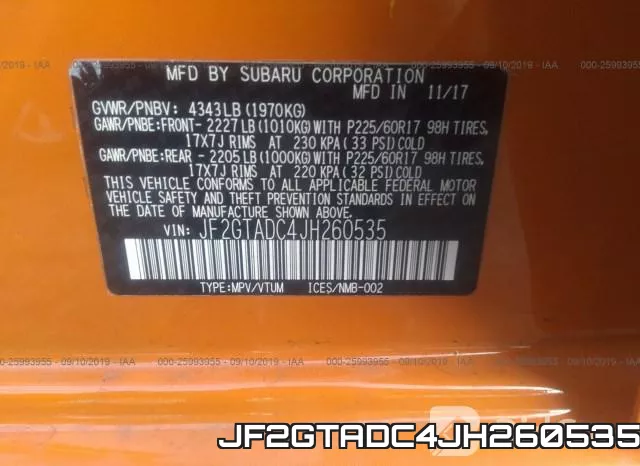 JF2GTADC4JH260535 фото 10