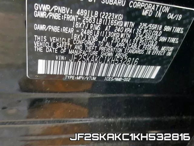 JF2SKAKC1KH532816 фото 2