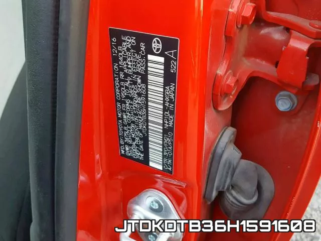 JTDKDTB36H1591608 фото 2