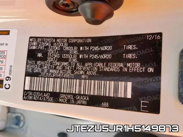JTEZU5JR1H5149873 фото 2