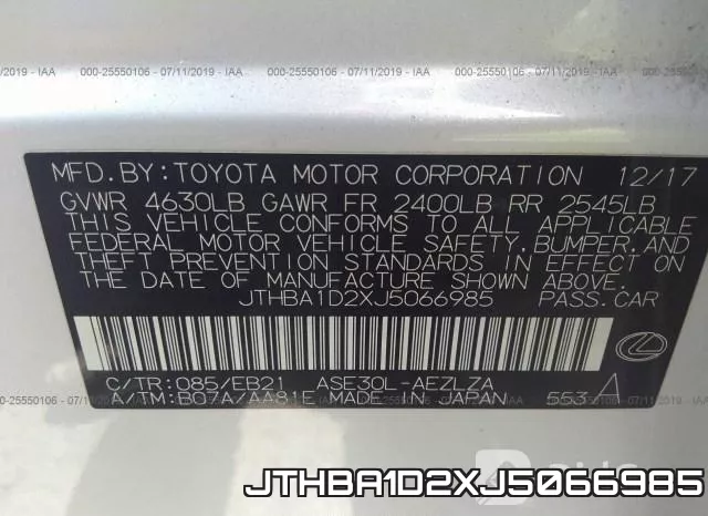 JTHBA1D2XJ5066985 фото 10