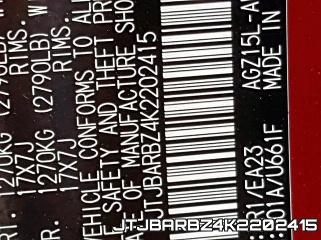 JTJBARBZ4K2202415 фото 2