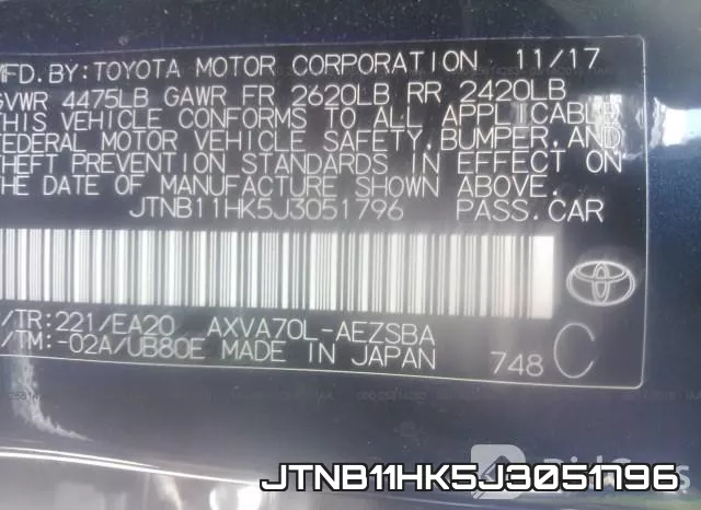 JTNB11HK5J3051796 фото 10