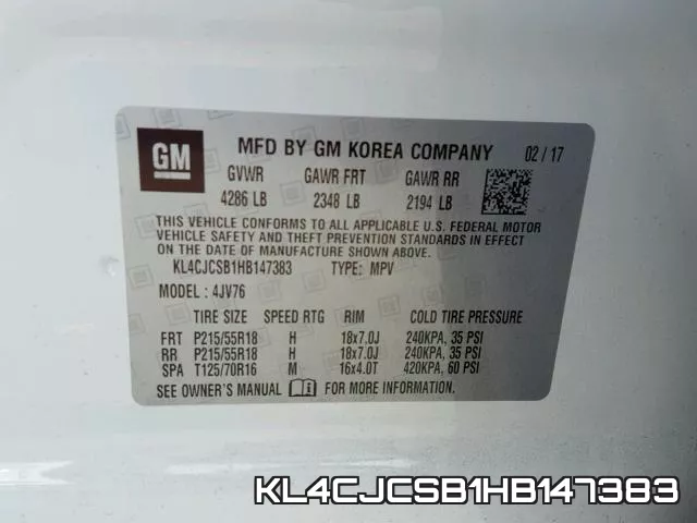 KL4CJCSB1HB147383 фото 2