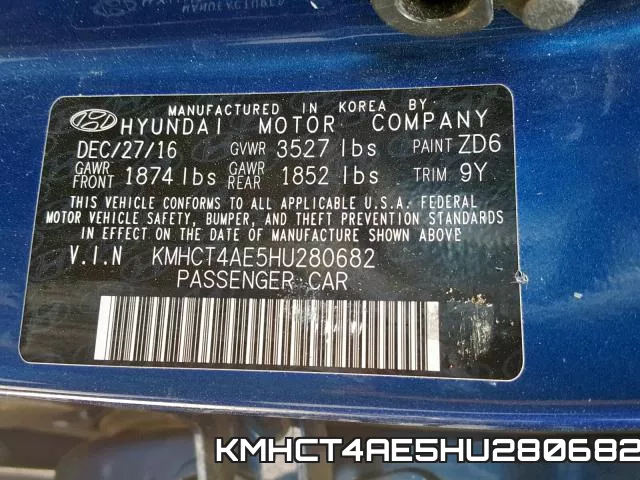 KMHCT4AE5HU280682 фото 2