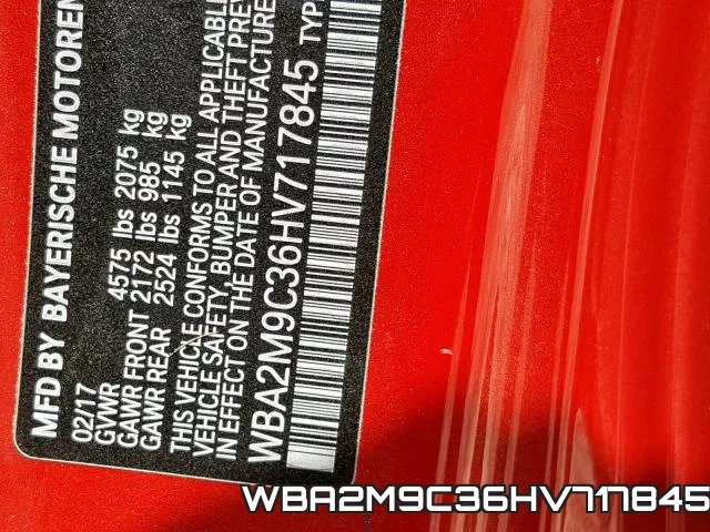 WBA2M9C36HV717845 фото 2