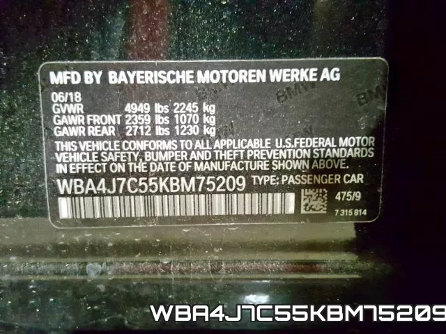 WBA4J7C55KBM75209 фото 2