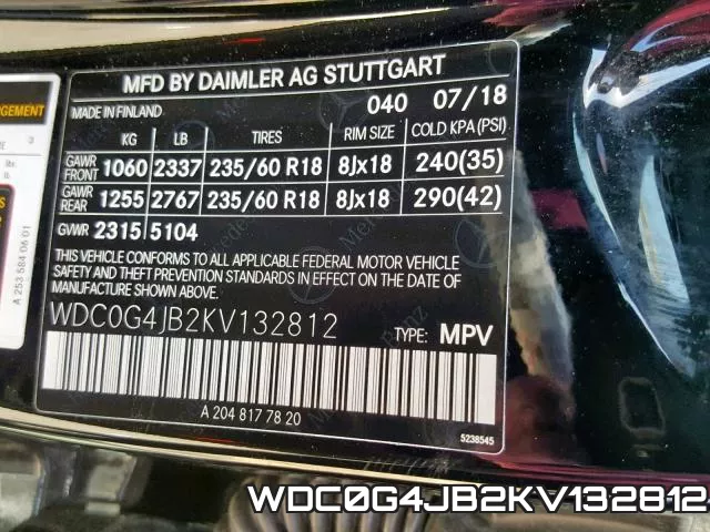 WDC0G4JB2KV132812 фото 2