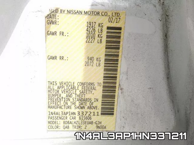 1N4AL3AP1HN337211 фото 2