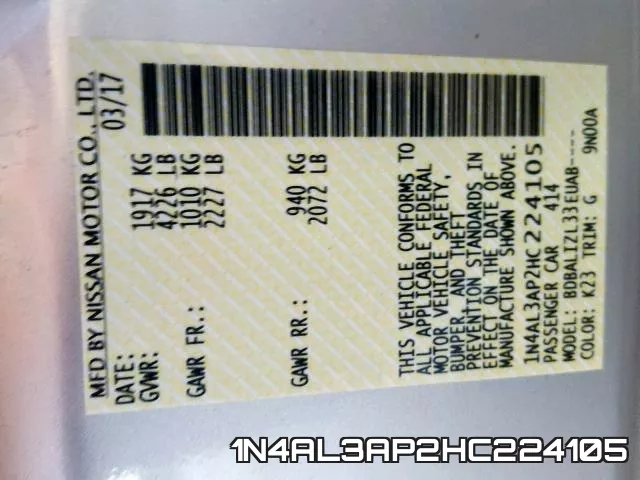 1N4AL3AP2HC224105 фото 2