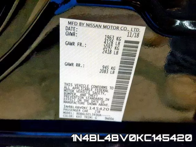 1N4BL4BV0KC145420 фото 2