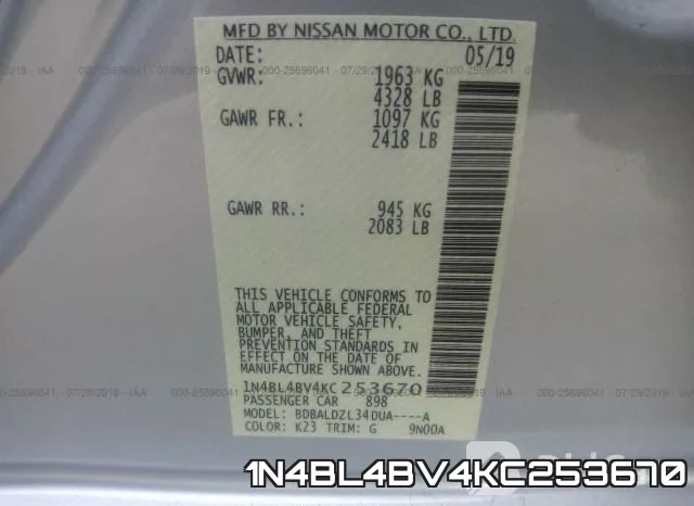 1N4BL4BV4KC253670 фото 10