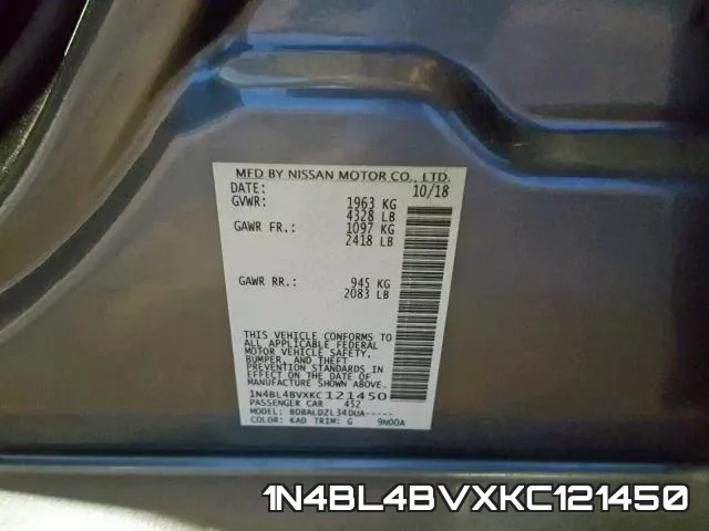 1N4BL4BVXKC121450 фото 2