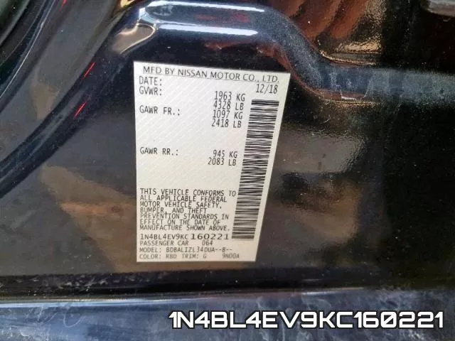 1N4BL4EV9KC160221 фото 2