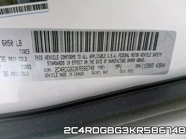 2C4RDGBG3KR586748 фото 2