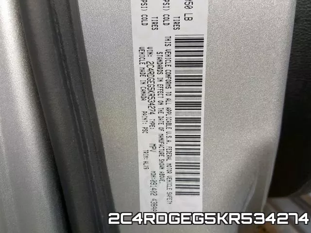 2C4RDGEG5KR534274 фото 2