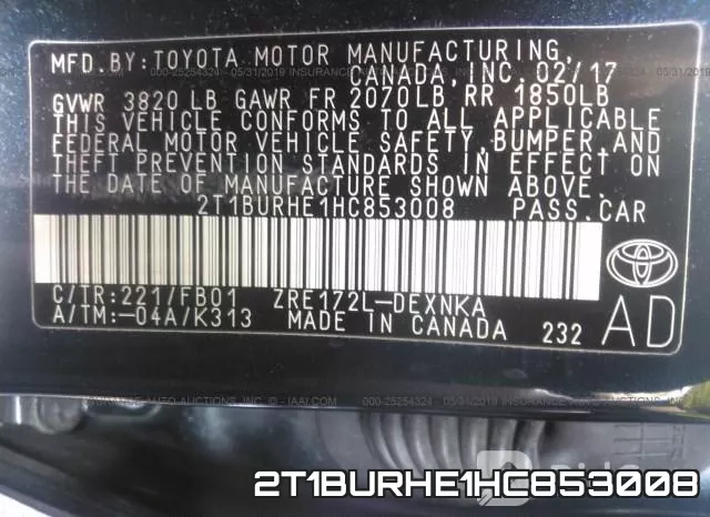 2T1BURHE1HC853008 фото 10