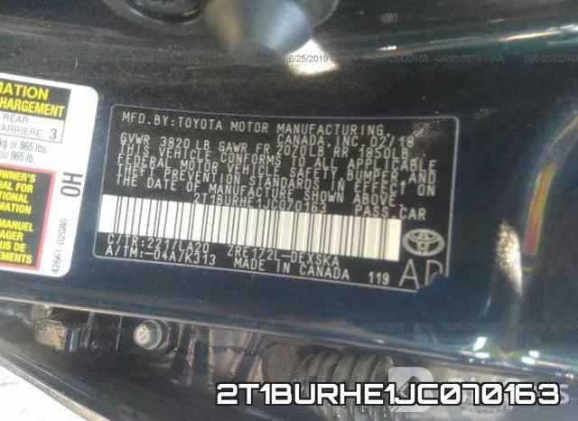 2T1BURHE1JC070163 фото 10